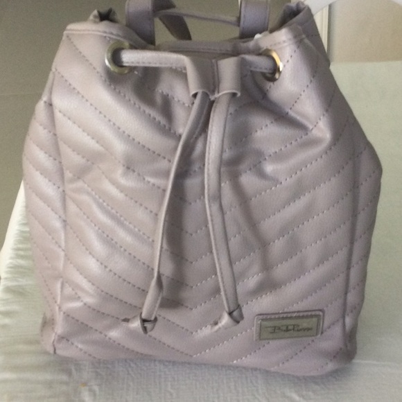 Lavender Drawstring Backpack with Textured  Vinyl and Medium Size - Picture 1 of 5